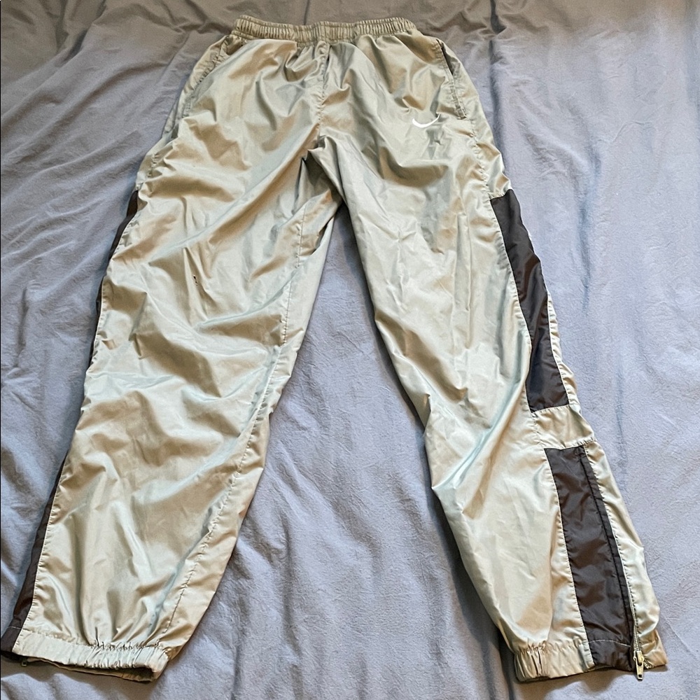 Nike Men's Light Gray and Dark Gray Track Joggers
